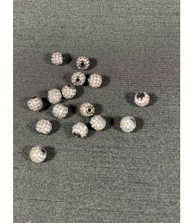 Round Pave Beads - Platinum 6mm 8mm 5 Pack