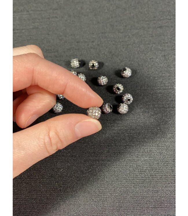Round Pave Beads - Gunmetal 6mm 8mm 5 Pack