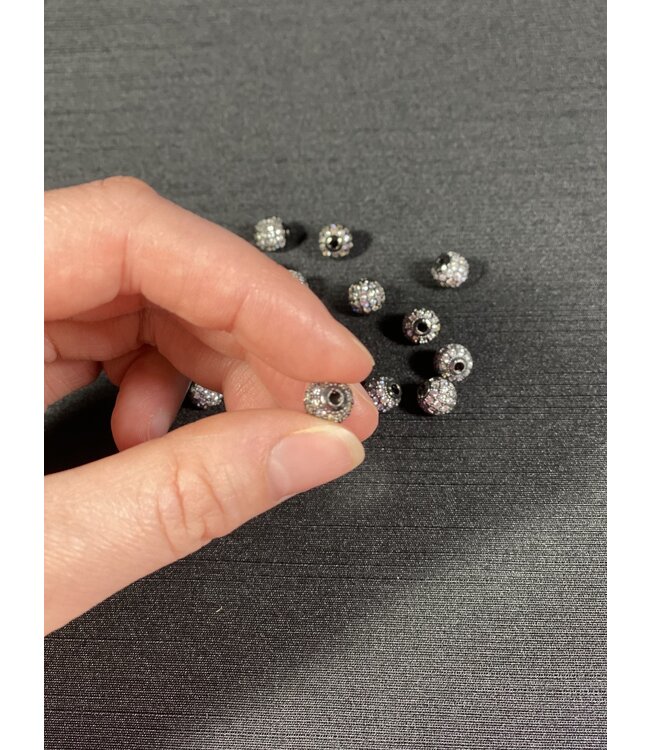 Round Pave Beads - Gunmetal 6mm 8mm 5 Pack