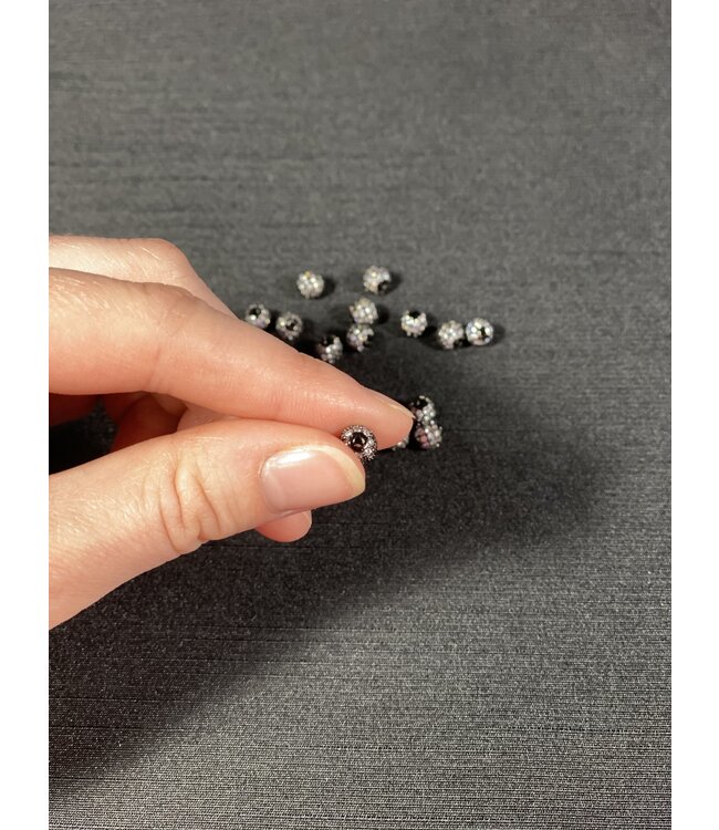 Round Pave Beads - Gunmetal 6mm 8mm 5 Pack