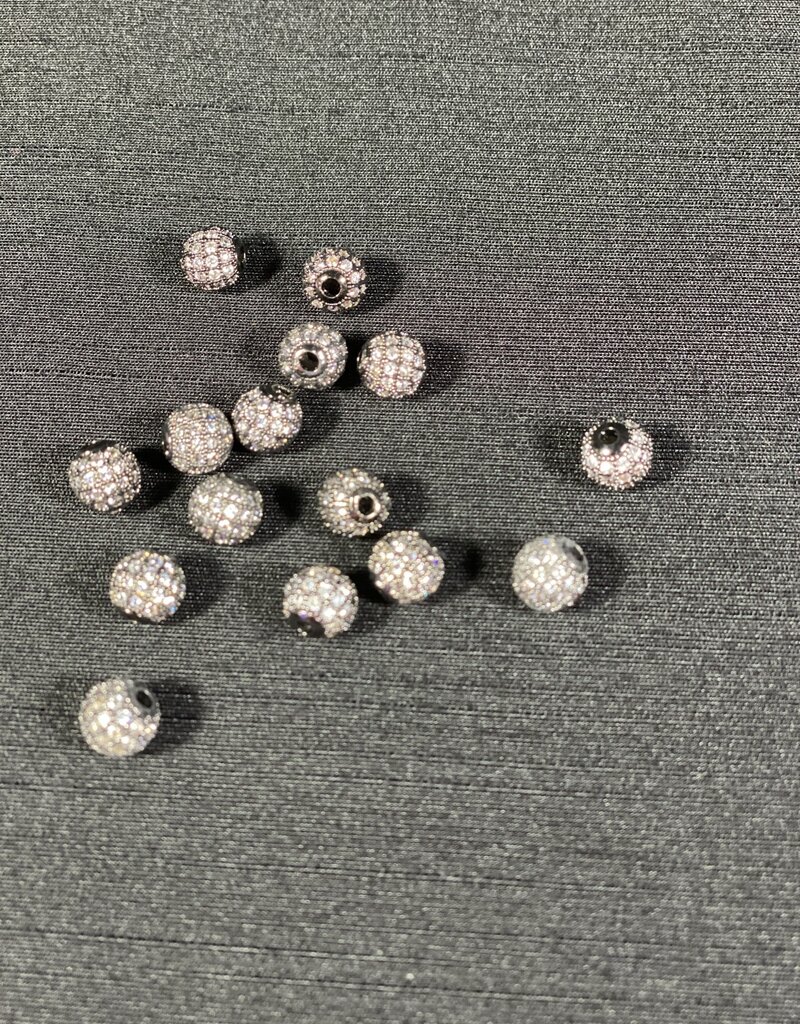 Round Pave Beads - Gunmetal 6mm 8mm 5 Pack