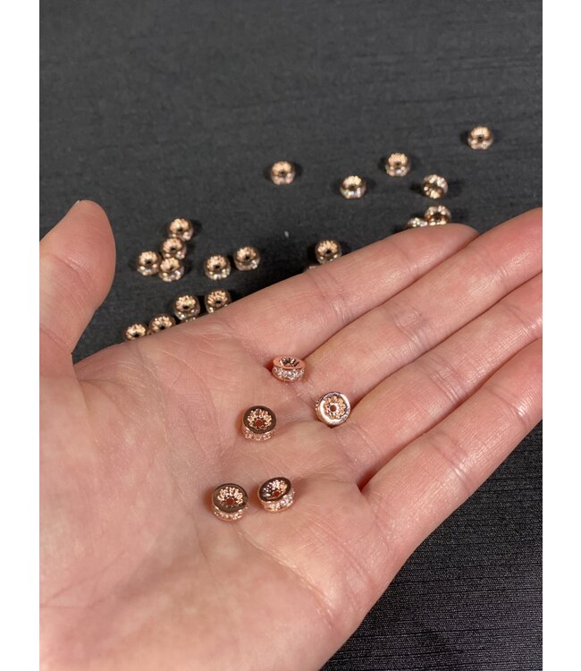 Cubic Zirconia Beading Spacer, Grade A - 4 Colours - 7mm x 3mm 5 Pack