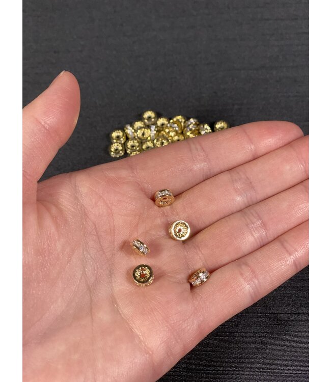 Cubic Zirconia Beading Spacer, Grade A - 4 Colours - 7mm x 3mm 5 Pack