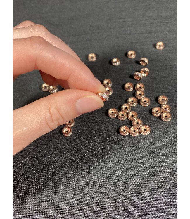 Cubic Zirconia Beading Spacer, Grade A - 4 Colours - 7mm x 3mm 5 Pack