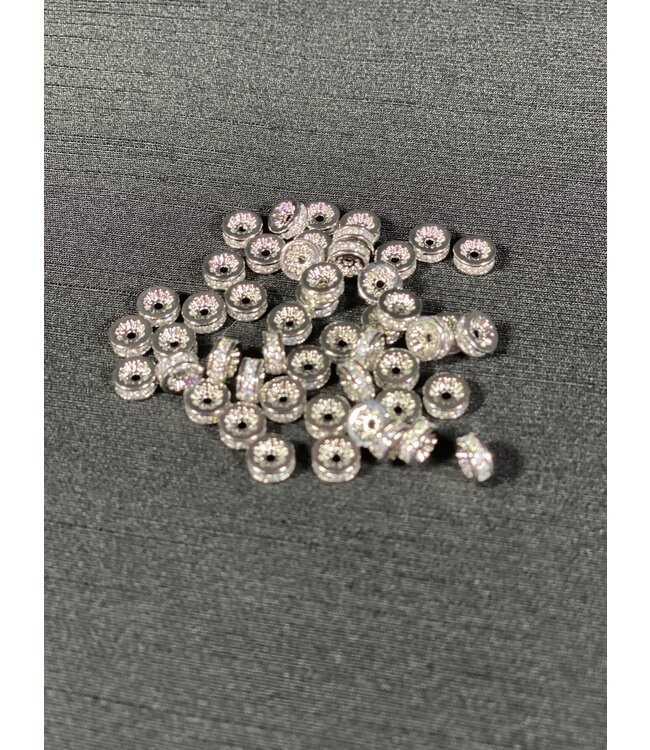 Cubic Zirconia Beading Spacer, Grade A - 4 Colours - 7mm x 3mm 5 Pack