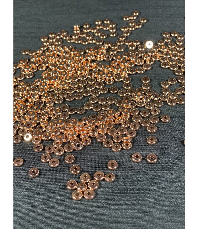Real Rose Gold Flat Round Spacer 6mm x 2mm 50 Pack
