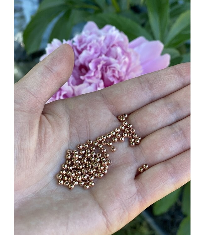Real Rose Gold Plated Round Spacer - Brass - 3mm 50 Pack