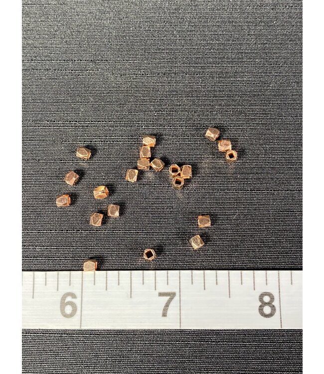 Rose Gold Faceted Spacer - Brass - 3mm x 3mm 50 Pack