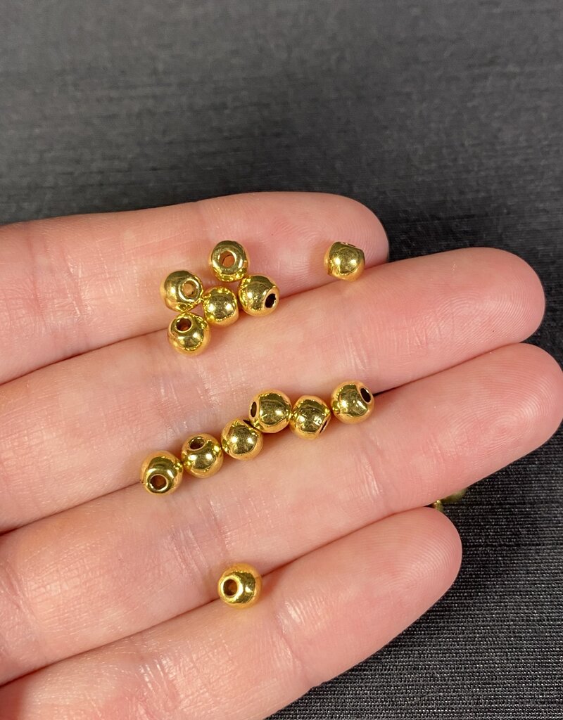 Gold Round Spacer Brass Bead 5mm 50 Pack