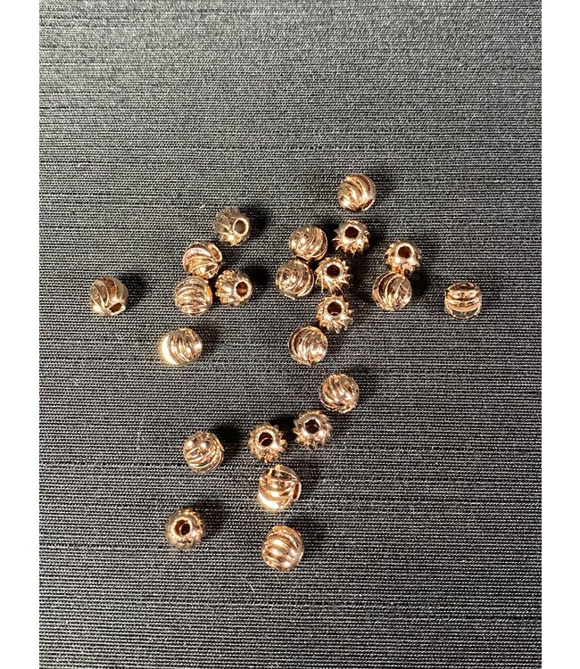 Rose Gold Corrugated Round Spacer - Brass - 6mm 50 Pack