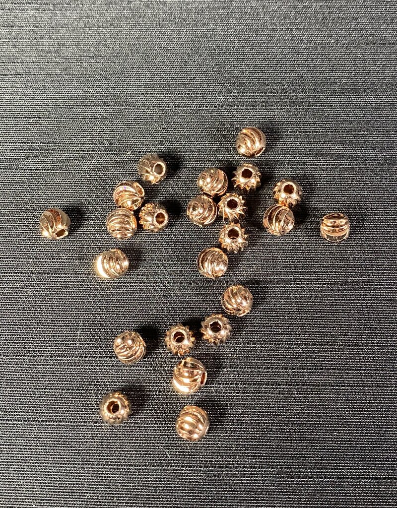 Rose Gold Corrugated Round Spacer - Brass - 6mm 50 Pack