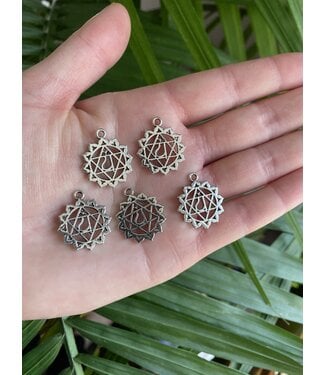 Heart Chakra Charm Antique Silver 23mm x 19mm 5 Pack