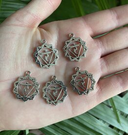 Solar Plexus Chakra Charm Antique Silver 23mm x 19mm 5 Pack