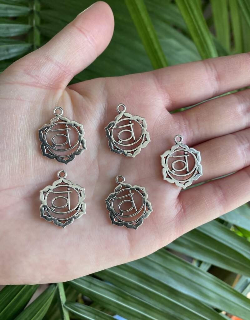 Sacrum Chakra Charm Antique Silver 23mm x 19mm 5 Pack