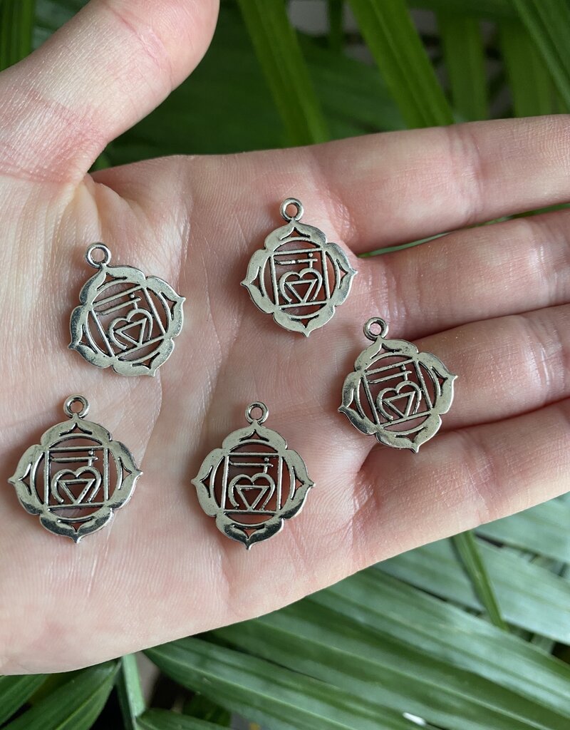 Root Chakra Charm Antique Silver 23mm x 19mm 5 Pack
