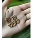 Hamsa Hand/Hand of Fatima/Miriam Charm Golden 14mm x 13mm x 2mm 4mm center bead 5 Pack