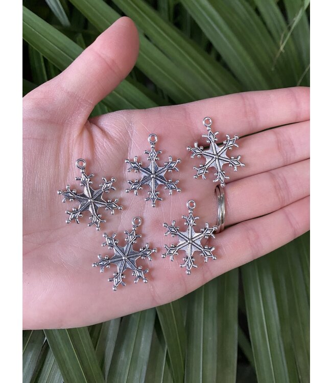 Snowflake Charm #3 Antique Silver 28mm x 24mm 5 Pack *disc.*