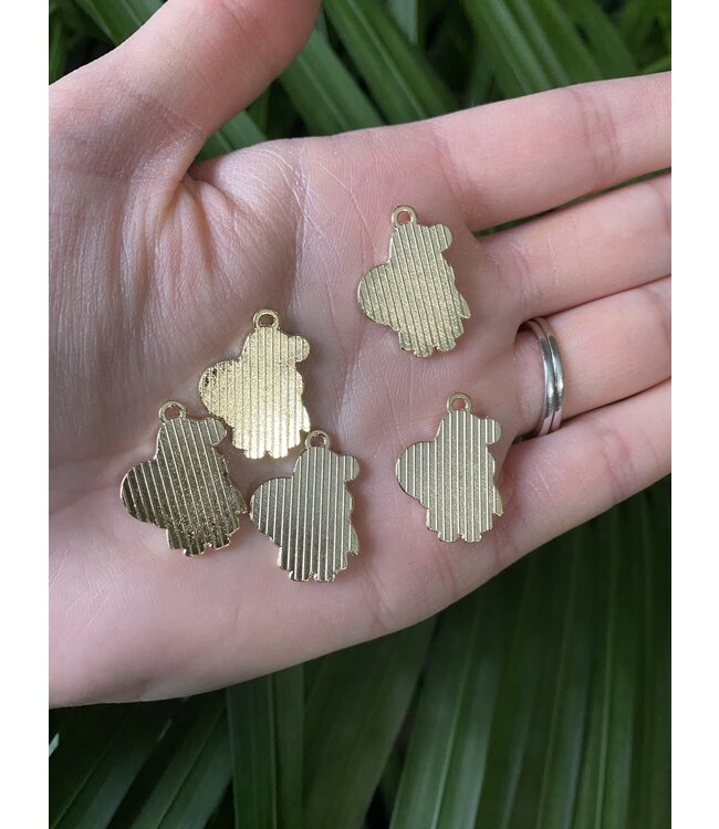 Santa Charm #2 Red/White Enamel Light Gold Back 22mm x 16mm 5 Pack *disc.*