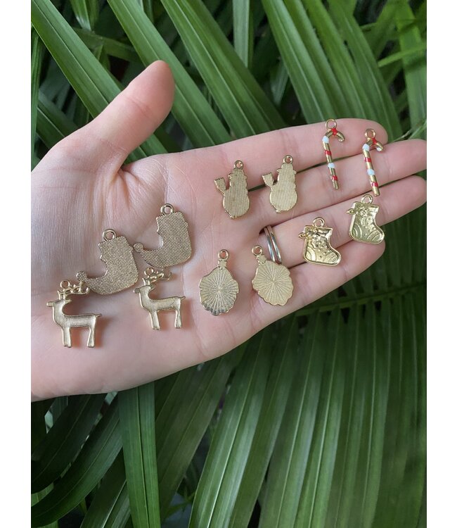 Set Christmas Theme Charms Enamel Alloy Charm 12 Piece