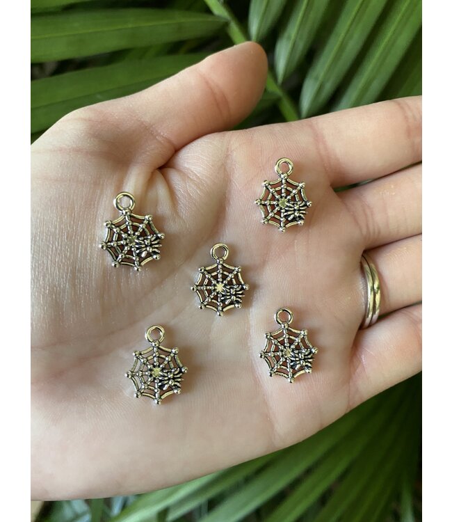 Spider Web Charm Antique Silver 17mm x 14mm 5 Pack *disc.*