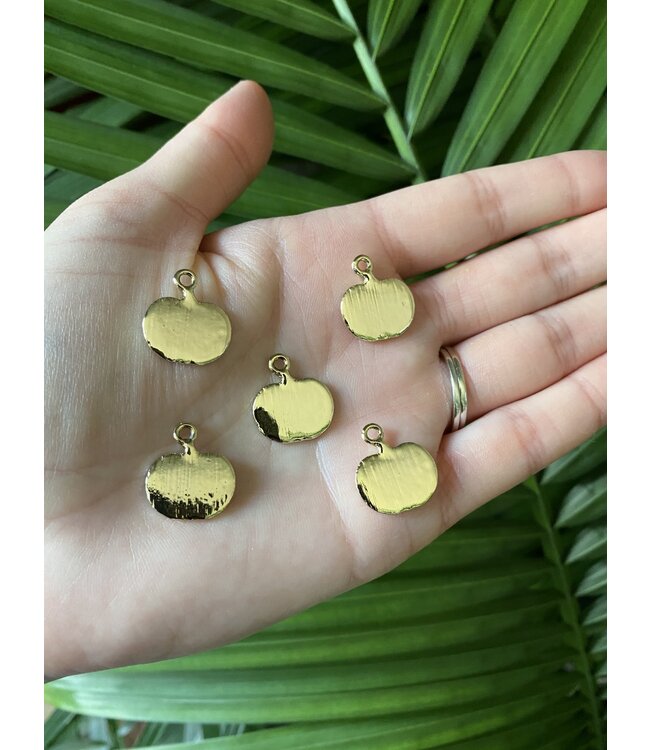 Pumpkin Charm Orange Enamel Light Gold Metal 18.5mm x 16mm 5 Pack *disc.*