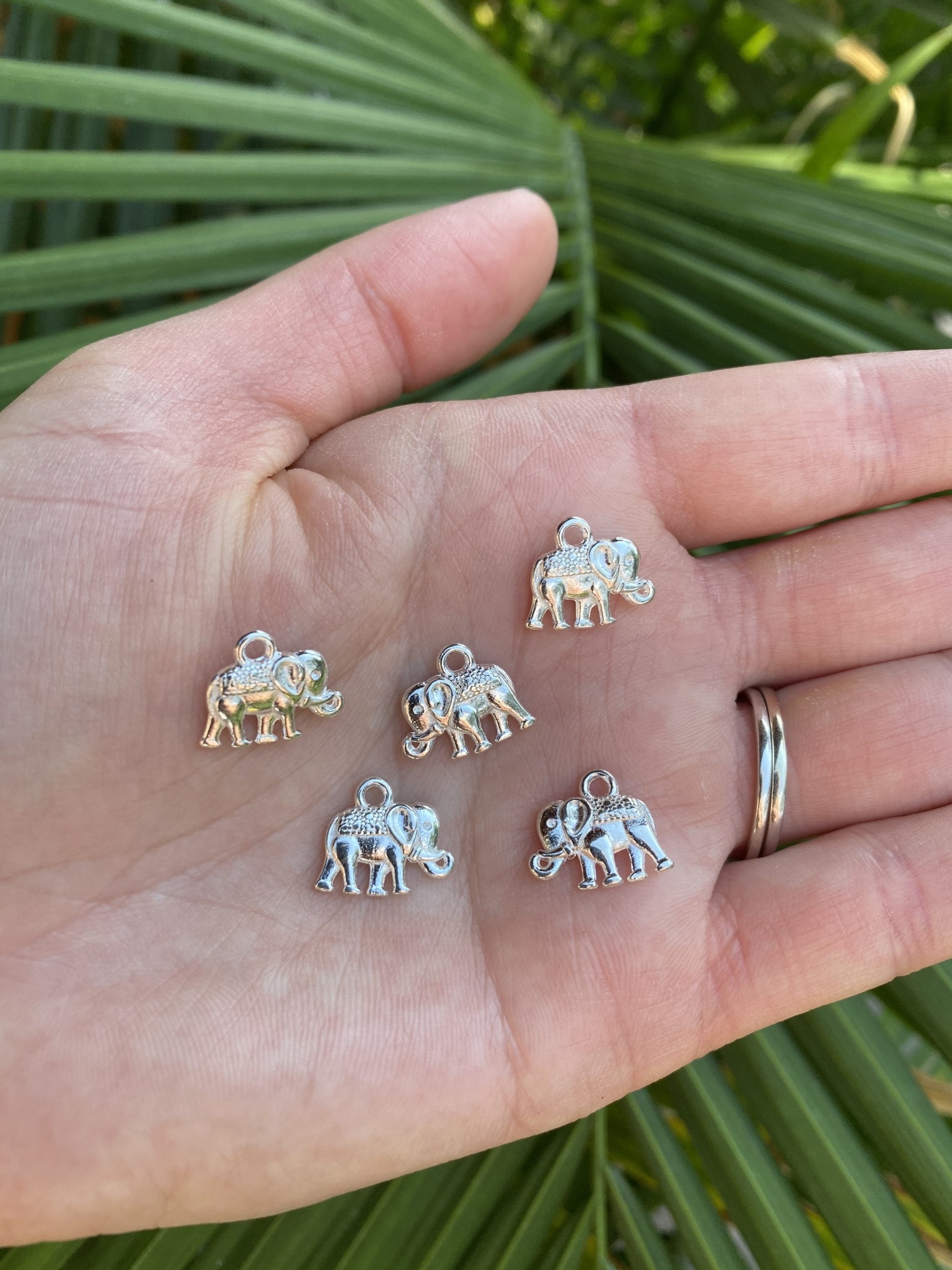 Elephant Charm 5 colours 14mm x 12mm x 2.5mm 5 Pack The Raw Rock