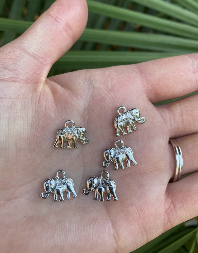 Elephant Charm - 5 colours - 14mm x 12mm x 2.5mm 5 Pack