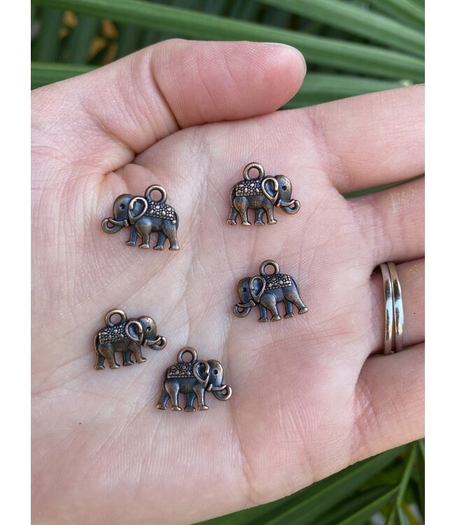 Elephant Charm - 5 colours - 14mm x 12mm x 2.5mm 5 Pack