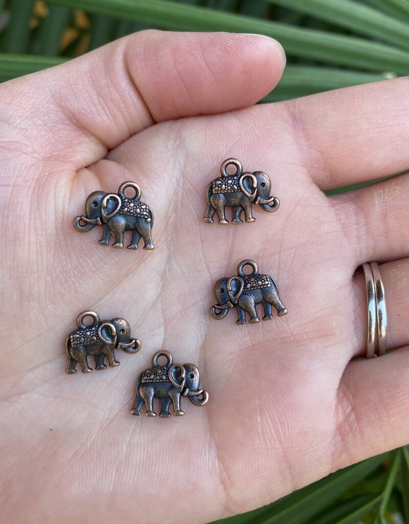 Elephant Charm - 5 colours - 14mm x 12mm x 2.5mm 5 Pack