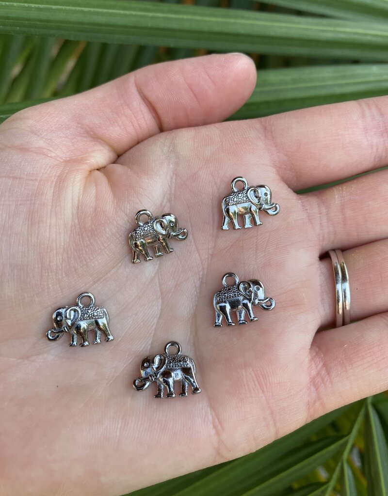 Elephant Charm - 5 colours - 14mm x 12mm x 2.5mm 5 Pack