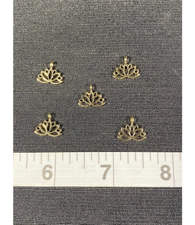 Lotus Charm Real Gold Plated 10.5mm x 12.5mm 5 Pack