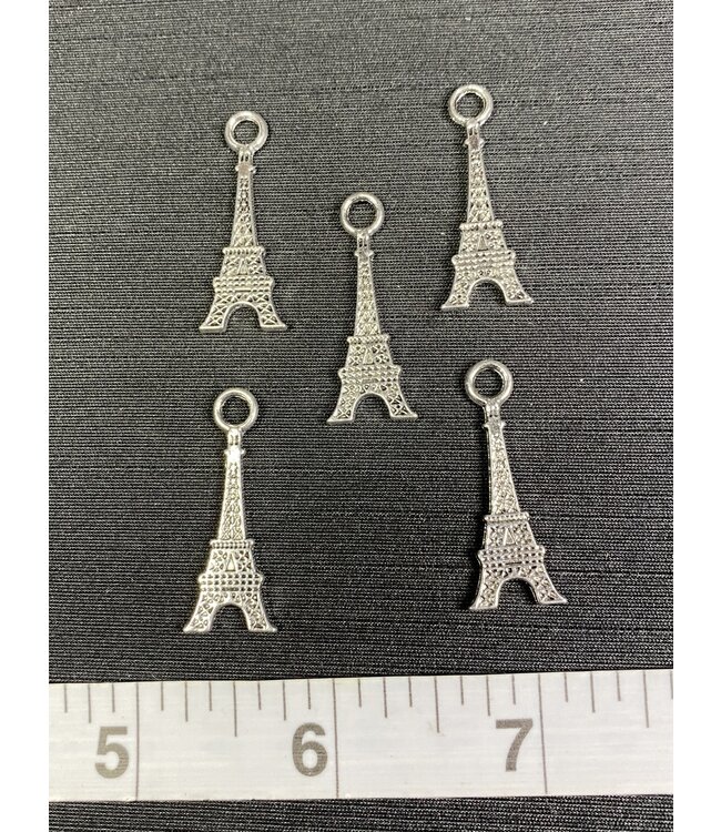 Eiffel Tower Charm Antique Silver 32mm x 12mm 5 Pack