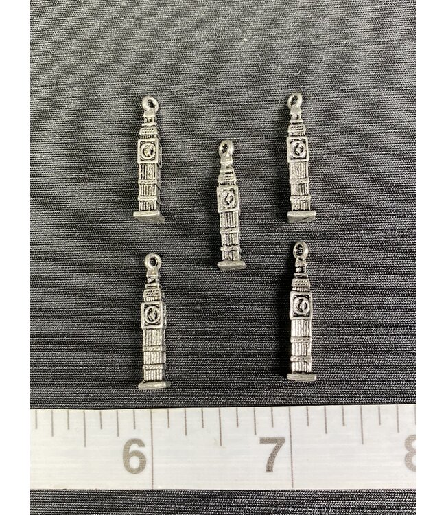 Big Ben Charm Antique Silver 25.5mm x 5mm 5 Pack *disc.*