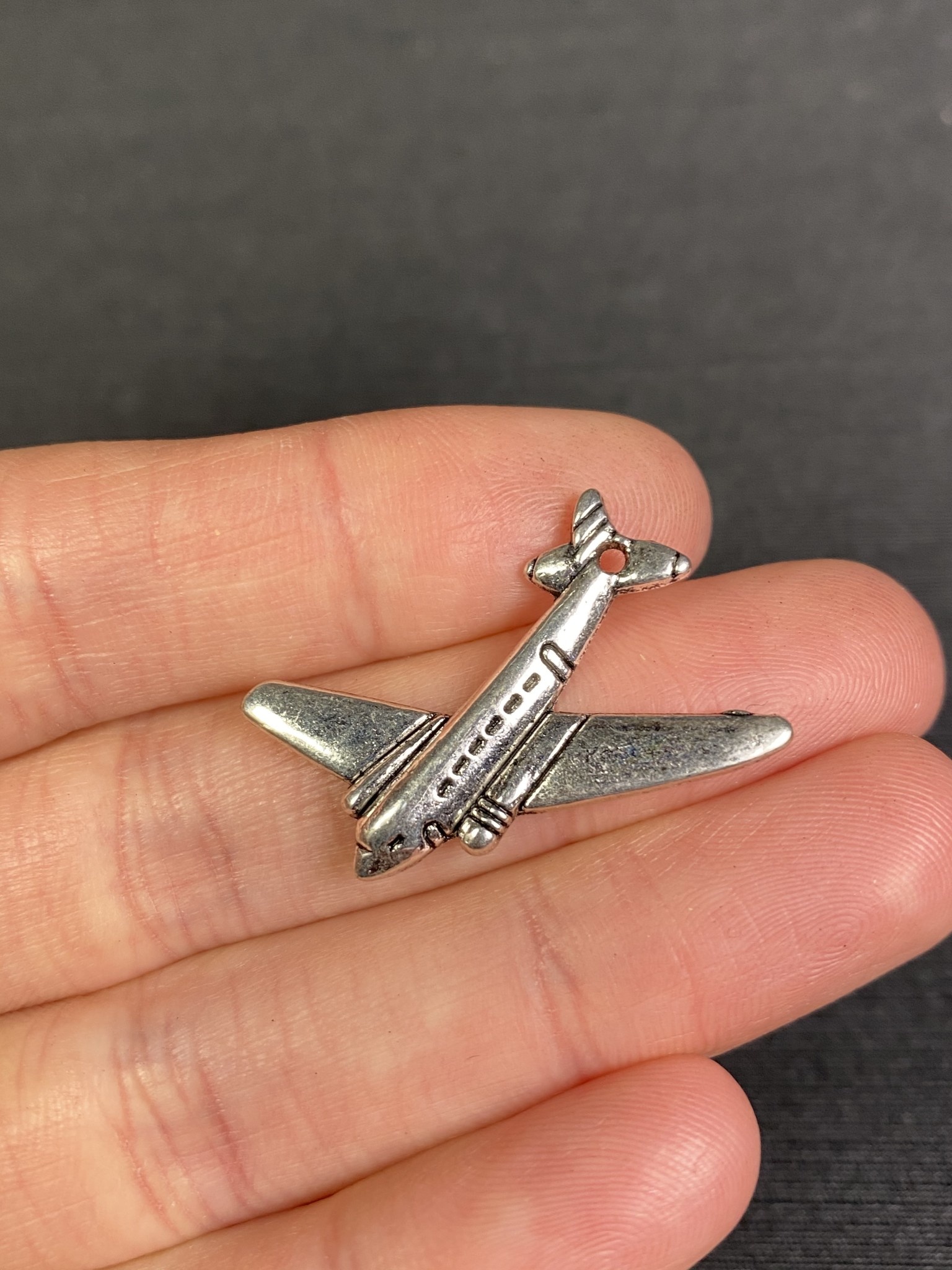Airplane Charm Antique Silver 30mm x 25.5mm 5 Pack