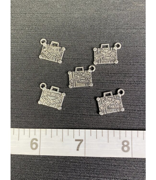 Luggage Charm Antique Silver 16mm x 13.5mm 5 Pack *disc.*