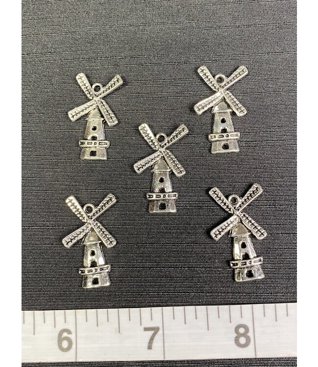 Windmill Charm Antique Silver 28mm x 16mm 5 Pack *disc.*