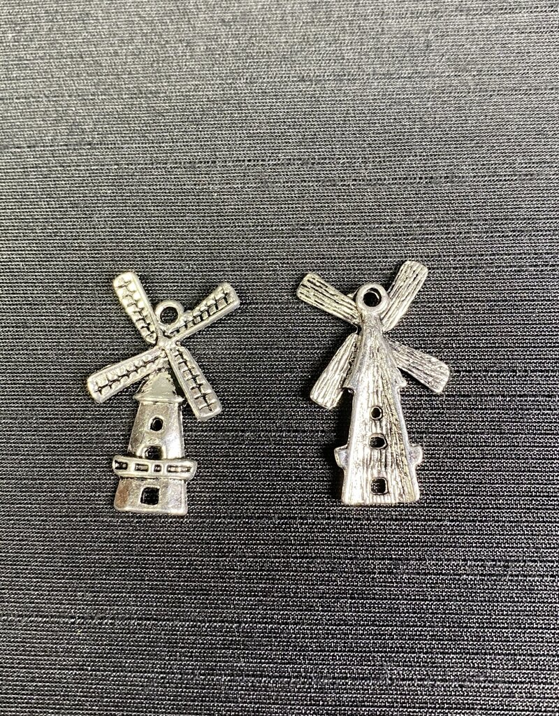 Windmill Charm Antique Silver 28mm x 16mm 5 Pack *disc.*