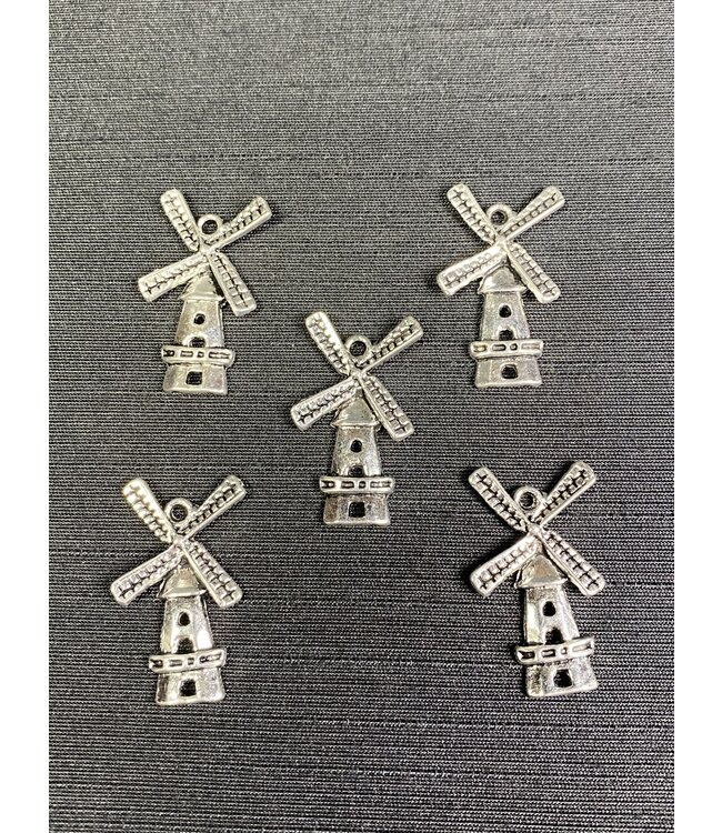 Windmill Charm Antique Silver 28mm x 16mm 5 Pack *disc.*