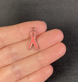 Breast Cancer Ribbon Charm Pink Enamel 19mm x 8.5mm 5 Pack *disc.*