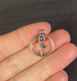 Tree Pose Yoga Charm Antique Silver 19mm x 16mm 5 Pack