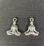 Meditation Yoga Charm Antique Silver 20mm x 16mm 5 Pack