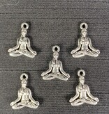 Meditation Yoga Charm Antique Silver 20mm x 16mm 5 Pack