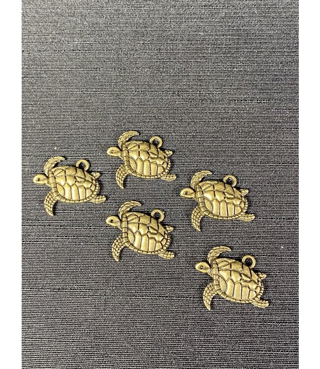 Sea Turtle Charm #1 Antique Bronze 21mm x 17mm 5 Pack *disc.*
