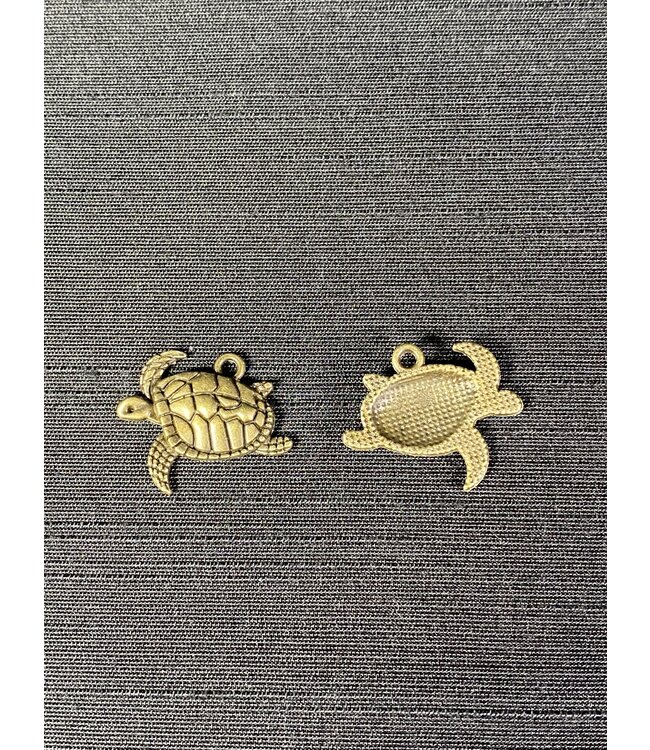 Sea Turtle Charm #1 Antique Bronze 21mm x 17mm 5 Pack *disc.*