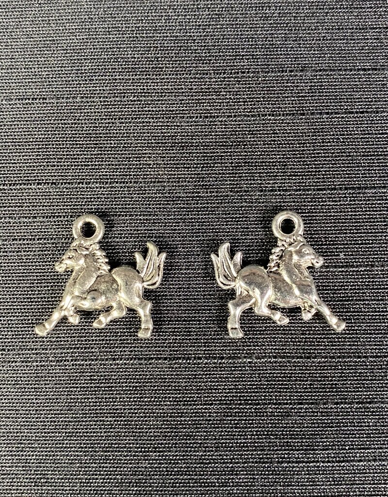 Horse Charm Antique Silver 15mm x 13mm 5 Pack *disc*