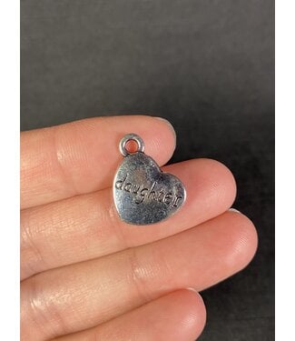 Heart with Daughter Charm Antique Silver 13mm x 15mm 5 Pack *disc.*