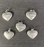 Heart with Best Mama Charm  Stainless Steel 17mm x 16.5mm 5 Pack