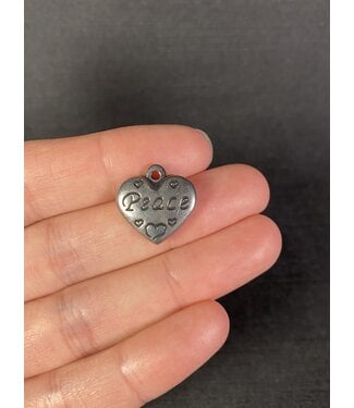 Heart with Peace Charm  Antique Silver 16mm x 16.5mm 5 Pack