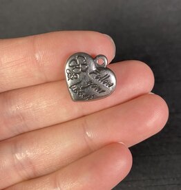 Heart with Follow Your Heart Charm  Antique Silver 16mm x 16.5mm 5 Pack