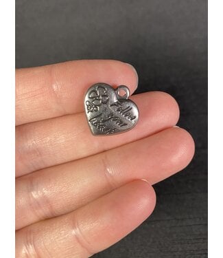 Heart with Follow Your Heart Charm  Antique Silver 16mm x 16.5mm 5 Pack